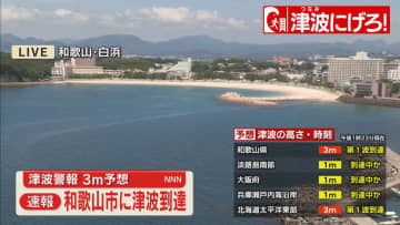 【速報】和歌山市に津波の第1波が到達　和歌山・那智勝浦町と白浜町もすでに到達（午後1時20分現在）