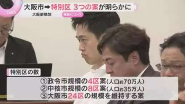 大阪市を再編　特別区の数「4」「8」「24」の3案が明らかに　大阪都構想・法定協議会