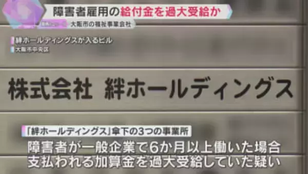 障害者の就労支援の給付金を過大受給の疑い　昨年度の過大請求額は20億円超か　大阪市が返還請求検討