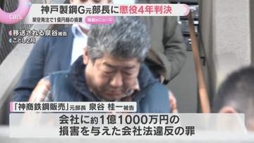 【判決】架空発注繰り返し会社に1億円超の損害与えた罪　神戸製鋼G元部長に懲役4年の実刑判決