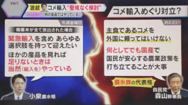 コメ輸入めぐり自民党内で対立　小泉農水相「あらゆる選択肢を」令和と平成『米騒動』の違いは？