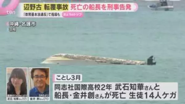 辺野古転覆事故で船長を刑事告発「研修旅行は著しく不適切」教育基本法違反で学校法人同志社を指導