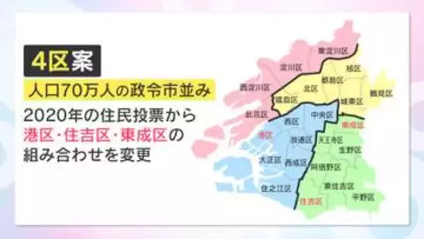 【速報】大阪都構想区割り案「4区案」に決定　法定協議会で維新が提示、野党は欠席　2020年の前回投票時から一部変更