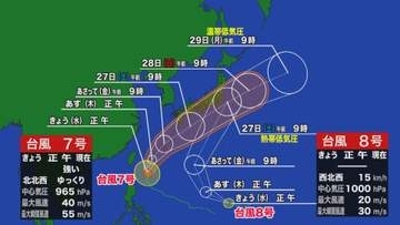 【台風7号】27日（土）近畿地方に最も接近する可能性　前線の影響で接近前から特に南部で大雨の恐れ