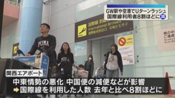 「Tシャツ買った」「楽しかった」関西空港で帰国ラッシュ　中東情勢など影響し国際線利用は2割減