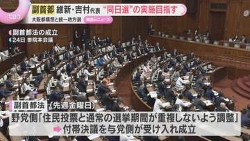 【副首都】維新・吉村代表“同日選”の意向改めて示す　自民大阪府連「国会の意思に反する」