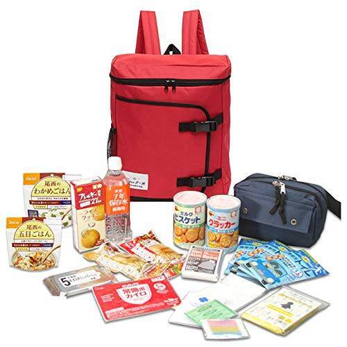 防災セット 地震対策 防災グッズ 防災用品 災害対策 1人用 19点セット 307 大容量 避難グッズ 避難用品 (レッド)