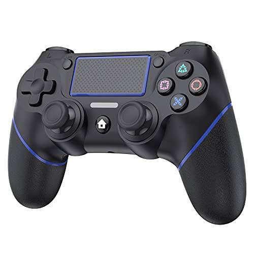 【2021最新型】PS4 コントローラー ワイヤレス コントローラー 600mAh大容量バッテリー Bluetooth 遅延なし ジャイロセンサー機能 振動機能 タッチパネル 最新バージョン対応 高耐久ボタン イヤホンジャック付き コントローラー（ブルー）