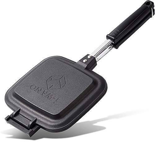 【 i-WANO × 燕三条 】 日本製 フチが圧着 カリカリの食感が◎ 耳まで焼ける 上下取り外し可能 フッ素樹脂加工 [ ホットサンドメーカー JP ] 直火 対応 ホットサンド アウトドア キャンプ にも 2枚のフライパンとしても使用可能 片面フラットで使いやすさ◎ 丸洗いOK