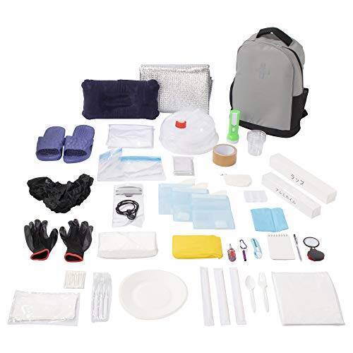 アイリスオーヤマ 【防災士監修】 防災グッズ 防災リュック 33点 防災セット 一次避難用 小型 軽量 持ち運びやすい グレー BRS-33