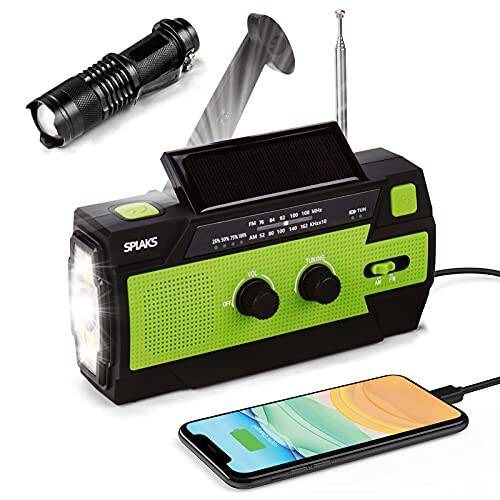 SPLAKS 防災ラジオ 大容量6000mAh 多機能防災ラジオ 防災懐中電灯ラジオ 防災ソーラーラジオ 手回しラジオ ラジオライト AM/FM対応携帯式ラジオ SOSアラート USB充電 ３つモード懐中電灯 非常用照明器具 携帯充電器 スマホ充電 災害グッズ 緊急対策 台風 津波 地震 停電 豪雨 防災対応 日本語取扱説明書付き