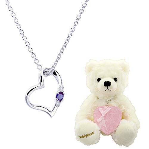 [シアーズ] Sears 天然ダイヤ ハート ネックレス レディース テディベア ぬいぐるみセット 9月 サファイア パールホワイト ベア 1491-tdt-01-w9
