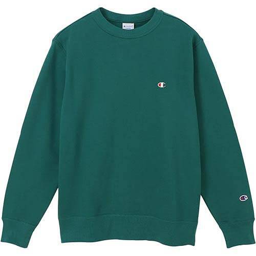 [チャンピオン] トレーナー 長袖 裏毛 綿100% 定番 クルーネック ワンポイントロゴ刺繍 クルーネックスウェットシャツ C3-Q001 メンズ モスグリーン L