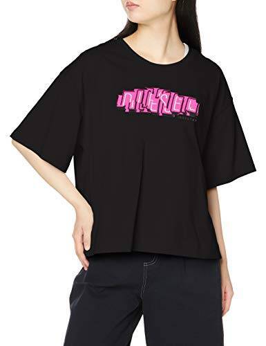 (ディーゼル) DIESEL レディース Tシャツ ボクシー ロゴ クルーネック 半袖 A044120QBAE L ブラック 9XX