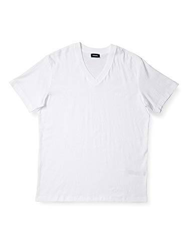 (ディーゼル) DIESEL メンズ Tシャツ Vネック 半袖 ロゴ プリント A004030QAQU L ホワイト 100