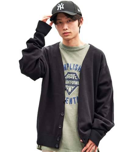 [ウィゴー] 【18色 M～XL 男女兼用】 カーディガン カーデ メンズ カラー 大きいサイズ ゆったり ドロップショルダー ルーズ トップス 服 無地 長袖 ロング メンズ レディース M ブラック