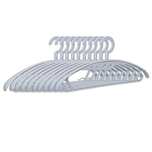 [Amazonブランド] Umi(ウミ)-ハンガー 物干しハンガー 衣類ハンガー 10本組　洗濯用 滑り止め加工 形崩れ防止　乾湿両用　360°回転フック 頑丈 多機能(グレー)