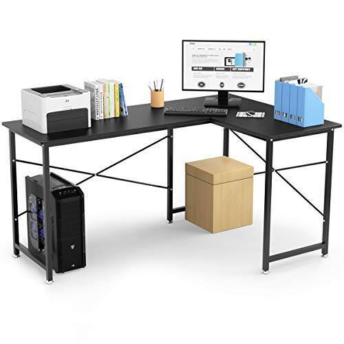 パソコンデスク L字デスク PCデスク 幅150cm+100cm L字型 25mm×25mmのスチール製フレーム デスク 机 木製 ワークデスク コーナーデスク オフィスデスク 左右入替可 リモートワーク用 在宅勤務 高強度のメラミン加工 一年保証 黒 ブラック