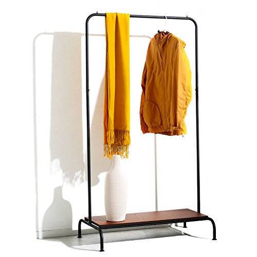 LOWYA ロウヤ 収納 ハンガーラック ヴィンテージ調 スチール 天然木 突板 ディスプレイ ブラック