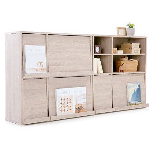 LOWYA ロウヤ ラック 本棚 フラップ扉 木製 2個セット 収納 オーク おしゃれ 新生活