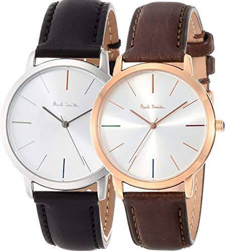[Paul Smith] ペア 2本セット ポールスミス 腕時計 ウォッチ ビジネス ファッション カジュアル (SVホワイト×PGホワイト) [並行輸入品]