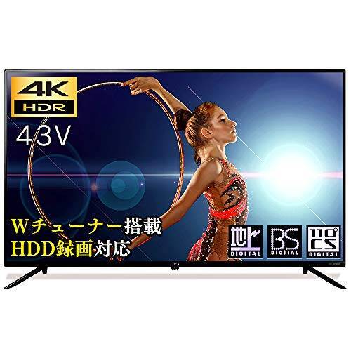 アイリスオーヤマ 43V型 4K対応液晶テレビ Wチューナー 外付HDD対応ベゼルレスモデル