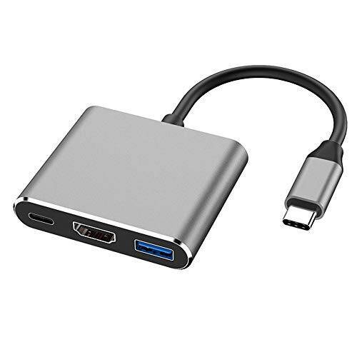 [Amazonブランド] Eono(イオーノ) USB Type C HDMI アダプター HDMI 変換 ケーブル アダプター 3-in-1 高速伝送 PD急速充電 USB Type C ハブ 小型 携帯便利 金メッキ アダプター USB3.1 ドライブ不要 4K 解像度 MacBook Pro/MacBook Air/Surface Go/Matebook/USB C デバイス対応 (グレー)
