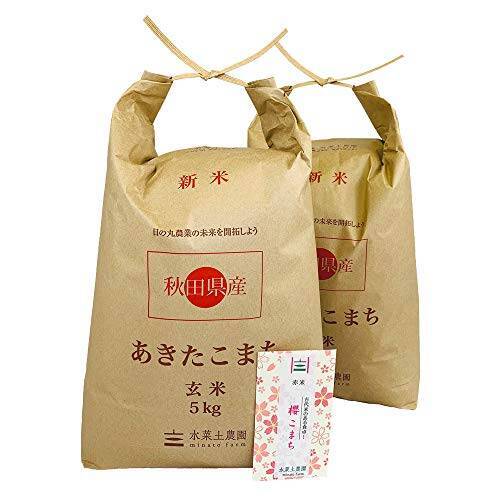 水菜土農園【玄米】新米 令和3年産 秋田県産 あきたこまち 10kg (5kg×2袋) 古代米お試し袋付き