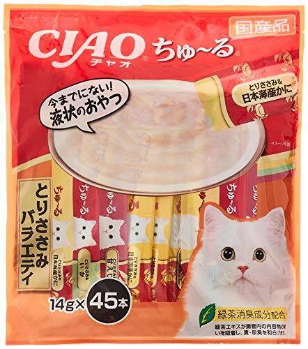 [Amazon限定ブランド] Figaro チャオ (CIAO) 猫用おやつ ちゅ~る とりささみバラエティ 14g×45本入