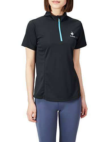 [ルコックスポルティフ] ハーフジップ半袖シャツ Tシャツ 吸汗速乾 ストレッチ ワンポイント トレーニング ゴルフ レディース BLK L