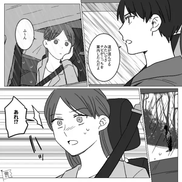 雨の中“普段通らない道”を車で帰宅。すると…「危ない！！」突然妻が叫び声を！？⇒妻「男の人が立ってる」夫「誰もいないけど…？」