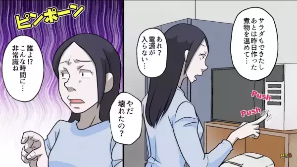 隣家からの【盗電】で電気代を節約していた女。しかしある日…⇒「電子レンジの電源が入らない…？」直後、まさかの結末が訪れる