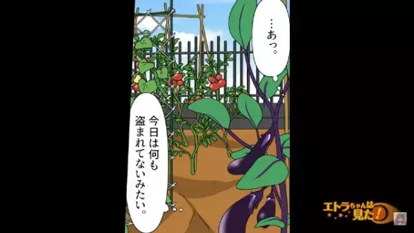 家庭菜園で育てた野菜が…連日盗まれてしまう！？ある朝、盗難対策で柵を設置するが…→翌日…「何も盗まれてないみたい…ん？」柵を確認した結果