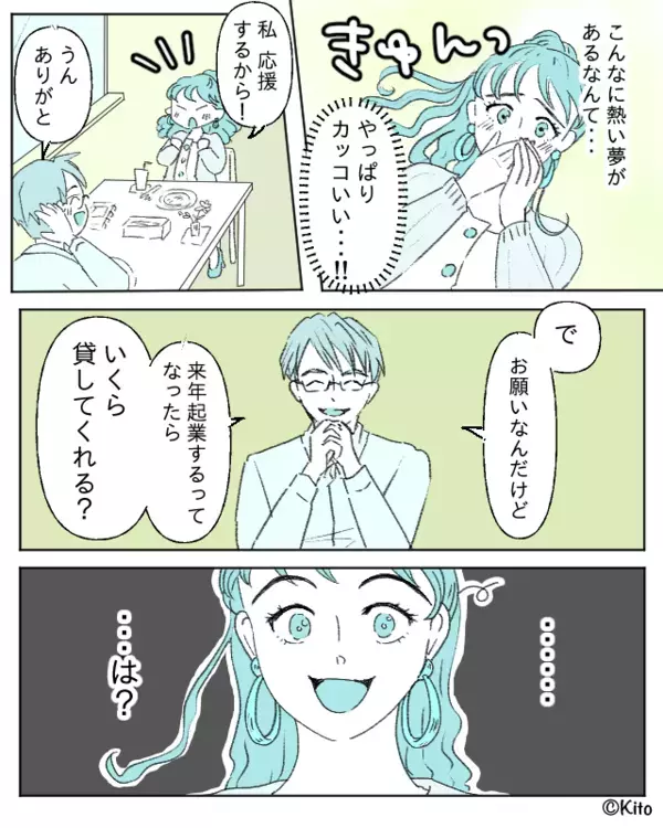 「いくら貸してくれる？」”起業の資金”をせびる彼！？だが直後、彼女の”衝撃の行動”に…「ええ…ちょ…」【彼氏の行動への対処法】