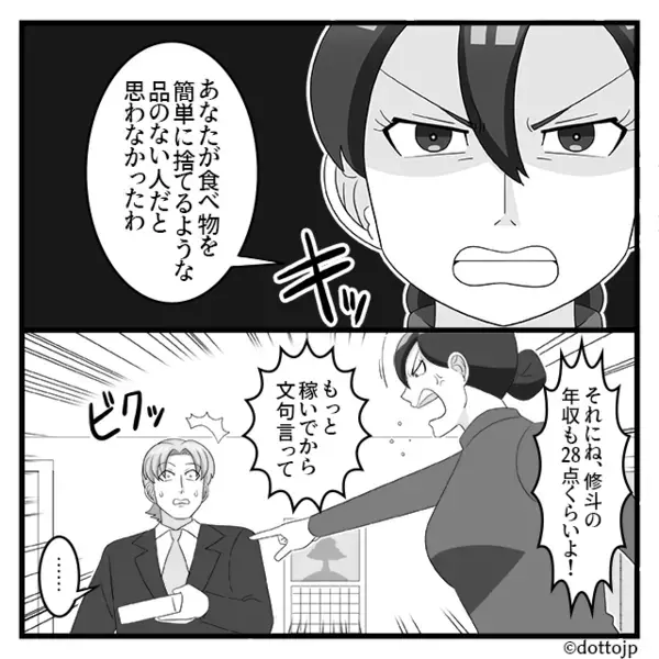 「42点だ」愛妻弁当を妻の前で捨てる夫。だが「28点…」妻の【意趣返し】に⇒夫が恐怖で固まる！？
