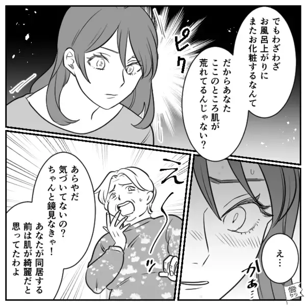 同居中…「嫁のすっぴんヤバイw」とバカにする義母。だが直後「気づいてないの？」夫が語った”真実”に義母が赤面！？