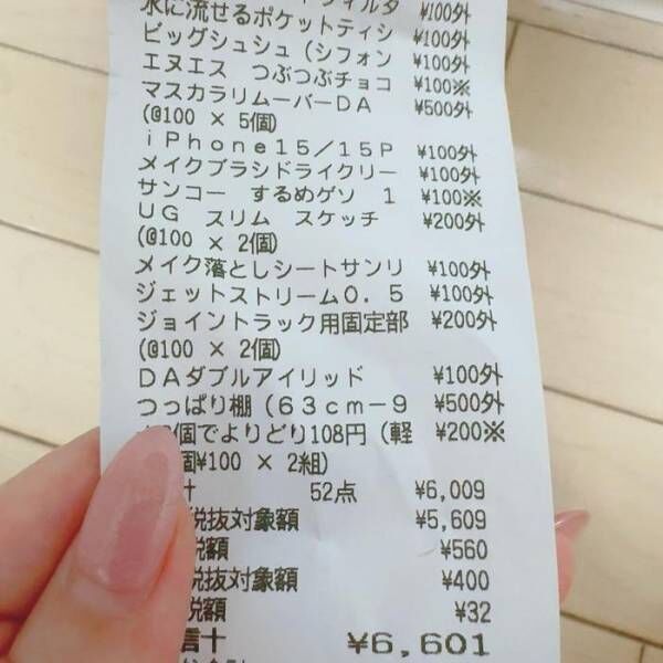 娘達が52点購入した『ダイソー』品の合計金額「100円じゃないのもあるから要注意だった」