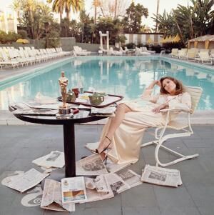 “Fye Dunaway at the Beverly Hills Hotel the morning after winning an Oscar for her performance in Network,1976”