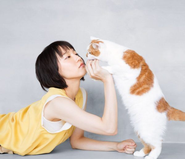 吉岡里帆が“猫界のスター”どんこと癒しのひととき♪