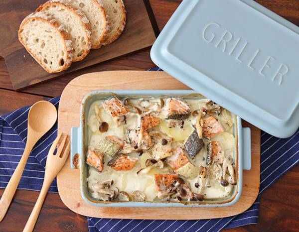 レンジ・オーブン・グリルもＯＫ！  陶器のダッチオーブン「グリラー」が便利