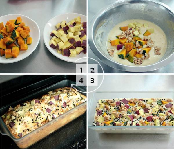 ホットケーキミックスで簡単！「サツマイモとカボチャのパウンドケーキ」