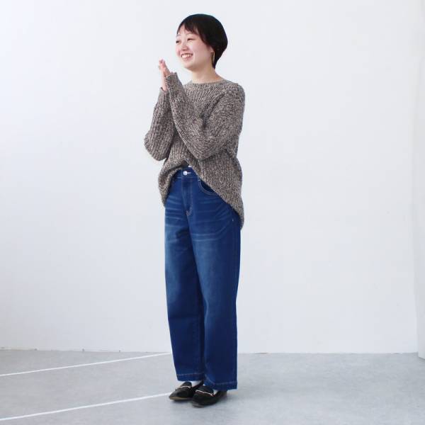 155cmから165cmまで！あったかワイドデニムパンツ【体型別スタッフ着用レポ】[PR]