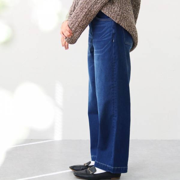 155cmから165cmまで！あったかワイドデニムパンツ【体型別スタッフ着用レポ】[PR]