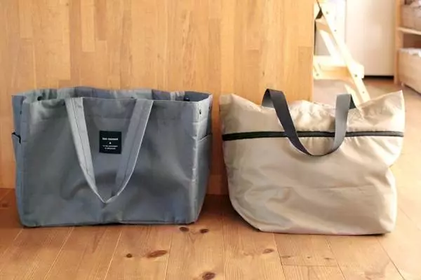 自転車でのまとめ買いが余裕！13cmも伸びる「前カゴフィットエコバッグ」