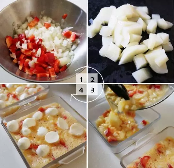 モッツァレラとろ〜り、トースターで簡単「野菜たっぷりスパニッシュオムレツ」