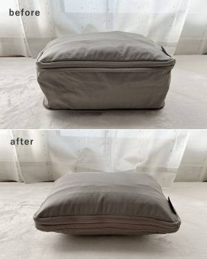 【待望の再入荷】かさばるニットもギュッと圧縮！年末旅行に持っていきたいトラベルポーチ。スタッフが使ってみました！[PR]