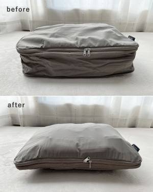 【待望の再入荷】かさばるニットもギュッと圧縮！年末旅行に持っていきたいトラベルポーチ。スタッフが使ってみました！[PR]