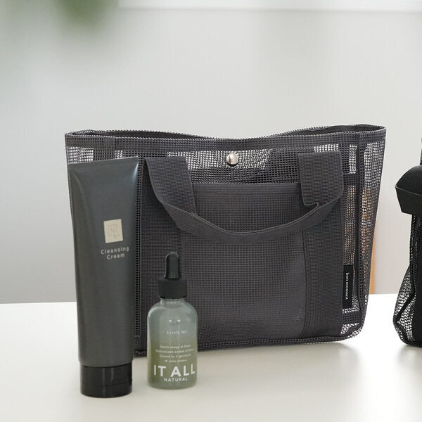 メッシュなのにほどよく目隠し！お風呂セットの持ち歩きに、ミニトートみたいなスパバッグ[PR]