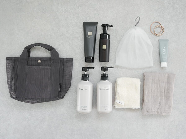 メッシュなのにほどよく目隠し！お風呂セットの持ち歩きに、ミニトートみたいなスパバッグ[PR]