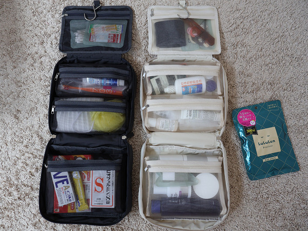 子連れ旅にはたっぷり入るLサイズの複数個使いが賢い？！「bon momentの吊り下げトラベルポーチ」[PR]